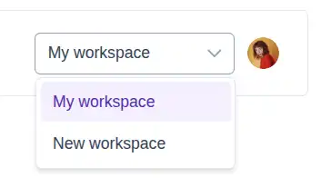 Dropdown para seleção de workspaces
